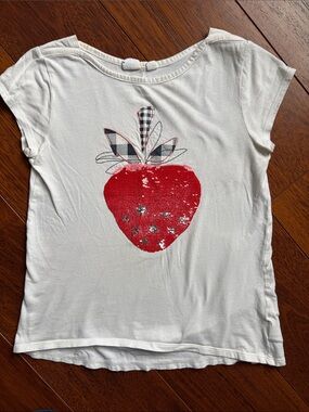 Gap Girls' White Sequin Strawberry T-Shirt sz 12